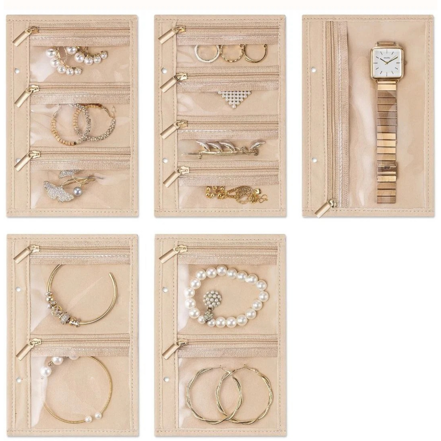 Organisateur de bijoux avec pochettes détachables