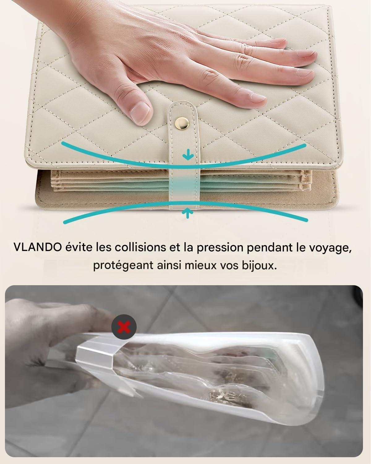 Organisateur de bijoux avec pochettes détachables