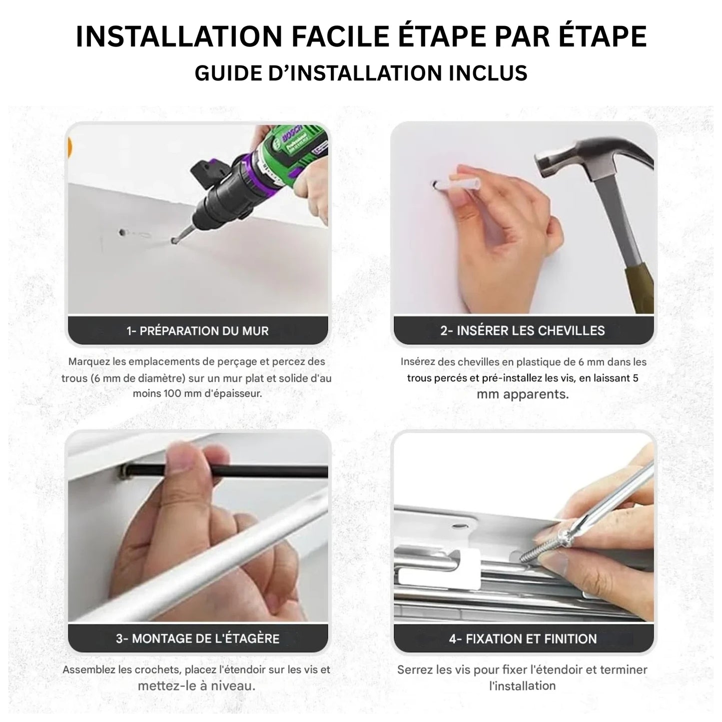 Étendoir Mural Rétractable et Pliable – Anticorrosion & Gain de Place