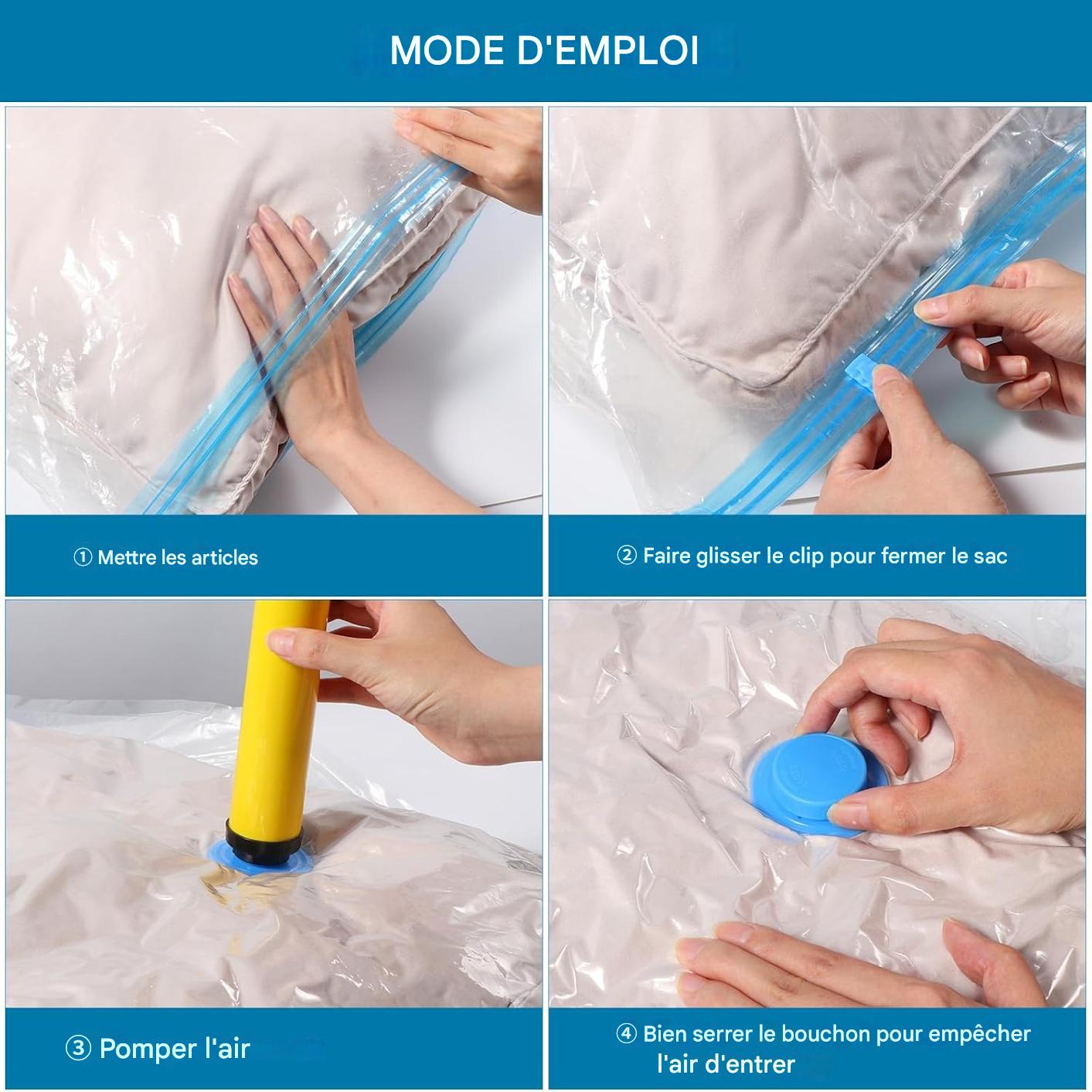 Lot de Sacs de Compression Sous-Vide avec pompe – Idéal Maison, Voyage & Déménagement