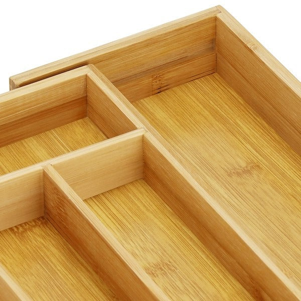 Range-couverts en bambou naturel – Organisateur de cuisine extensible pour tiroir