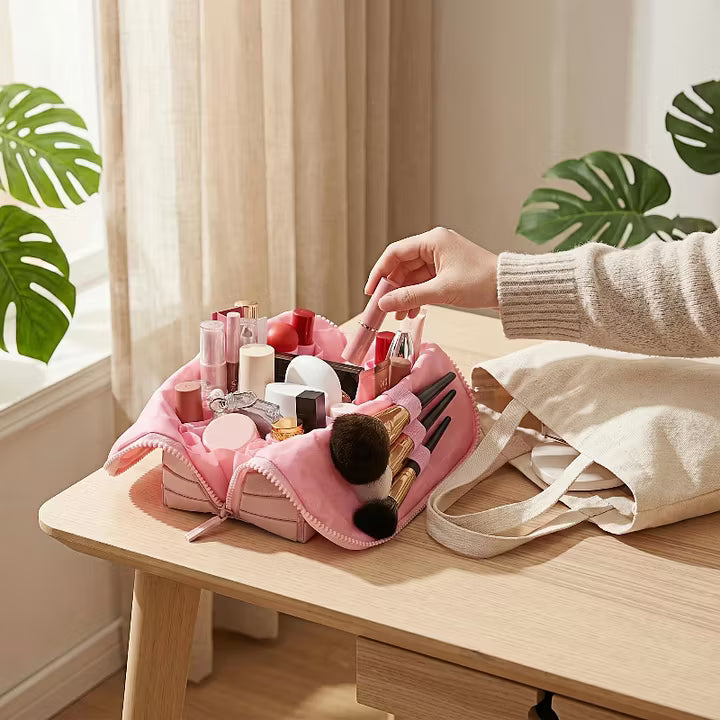 Trousse de Maquillage Pliable avec Compartiments – Compacte & Ultra-Organisée