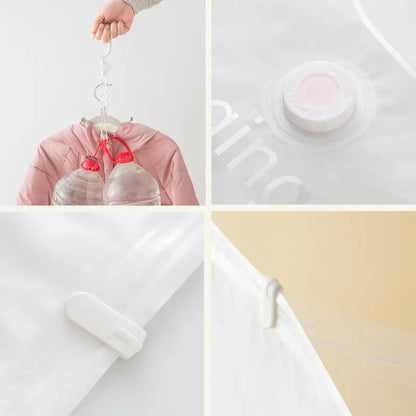 Sacs de rangement sous vide transparents avec crochets et appareil