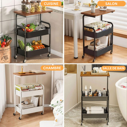 Chariot de Rangement 3 niveaux – Solide, pratique et multifonction