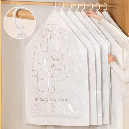 Sacs de rangement sous vide transparents avec crochets et appareil