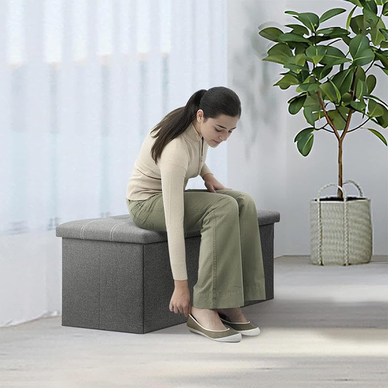 Pouf de Rangement Pliable – Le coffre discret qui fait disparaître le désordre en quelques secondes
