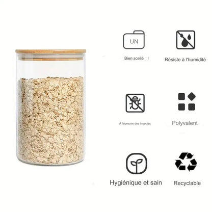 Pack de bocaux en verre de différentes tailles avec 25 étiquettes pour l’organisation du garde-manger