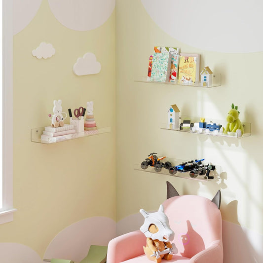 Étagères Murales Transparentes en Acrylique – Fixation Sans Perçage