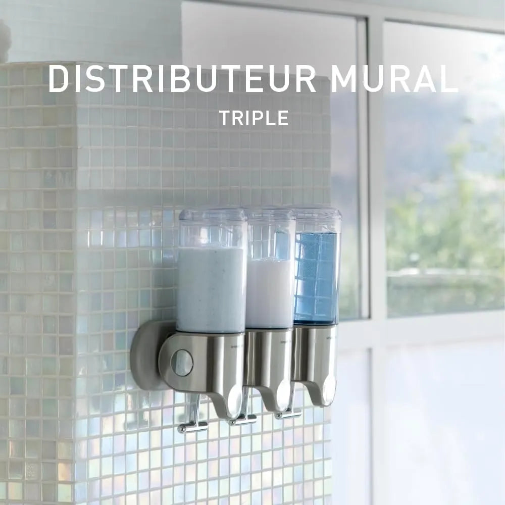 Lot de 3 Distributeurs Muraux 450 ml avec Pompe