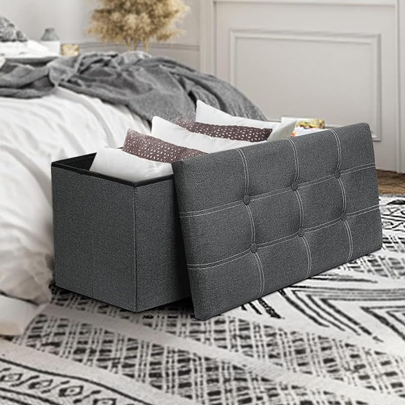 Pouf de Rangement Pliable – Le coffre discret qui fait disparaître le désordre en quelques secondes