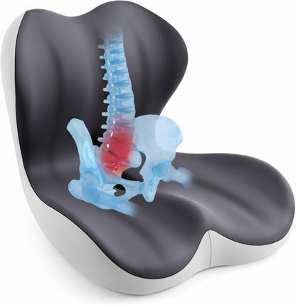 Coussin Ergonomique 2-en-1 Mémoire de Forme – Soutien Dos & Coccyx
