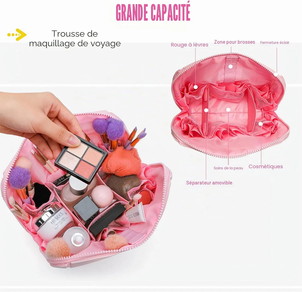 Trousse de Maquillage Pliable avec Compartiments – Compacte & Ultra-Organisée