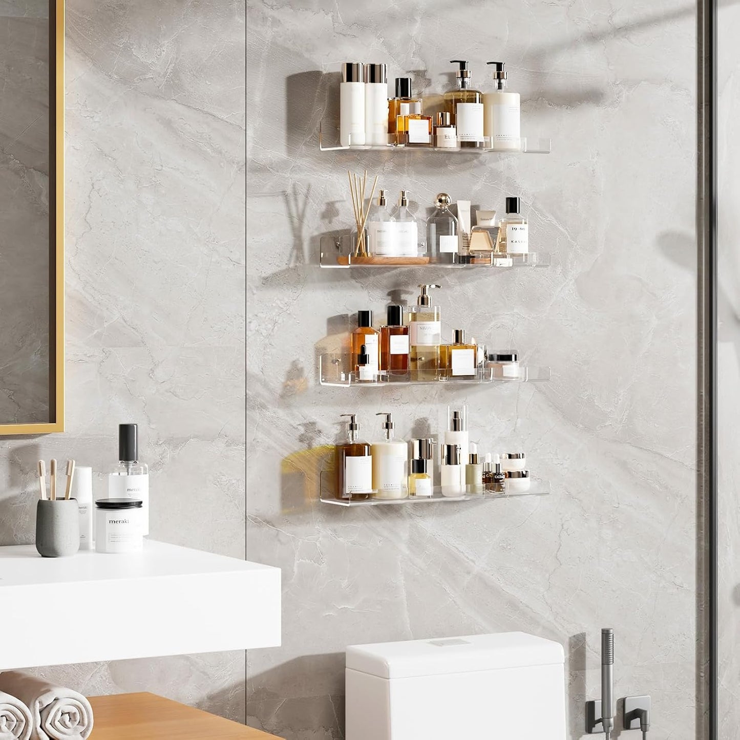 Étagères Murales Transparentes en Acrylique – Fixation Sans Perçage