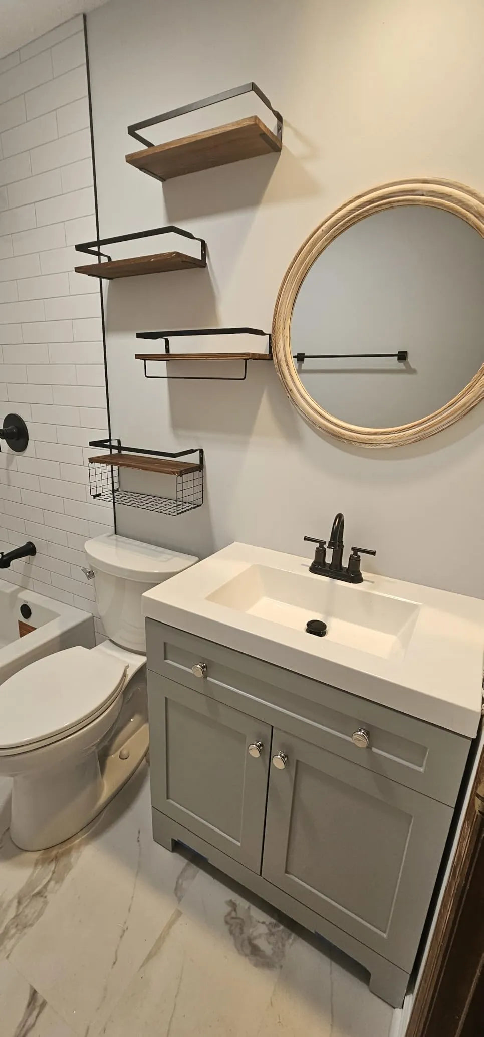 Lot de 3 Étagères Murales Flottantes en Bois & Métal