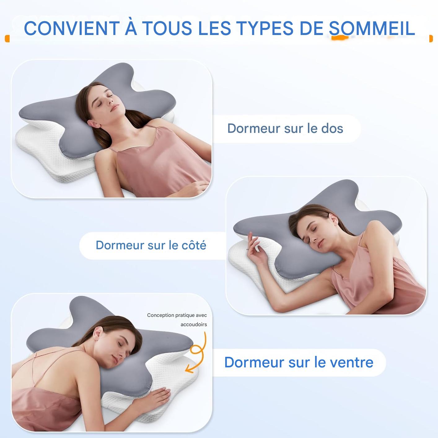 Oreiller ergonomique cervical en mousse à mémoire de forme : un soutien orthopédique conçu avec des praticiens