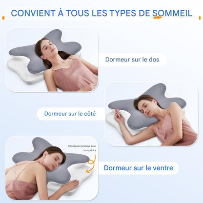 Oreiller ergonomique cervical en mousse à mémoire de forme : un soutien orthopédique conçu avec des praticiens
