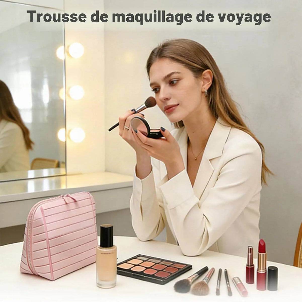 Trousse de Maquillage Pliable avec Compartiments – Compacte & Ultra-Organisée