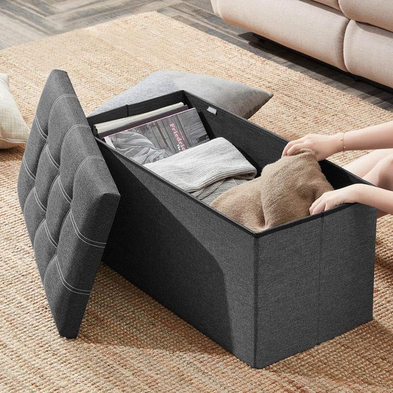 Pouf de Rangement Pliable – Le coffre discret qui fait disparaître le désordre en quelques secondes