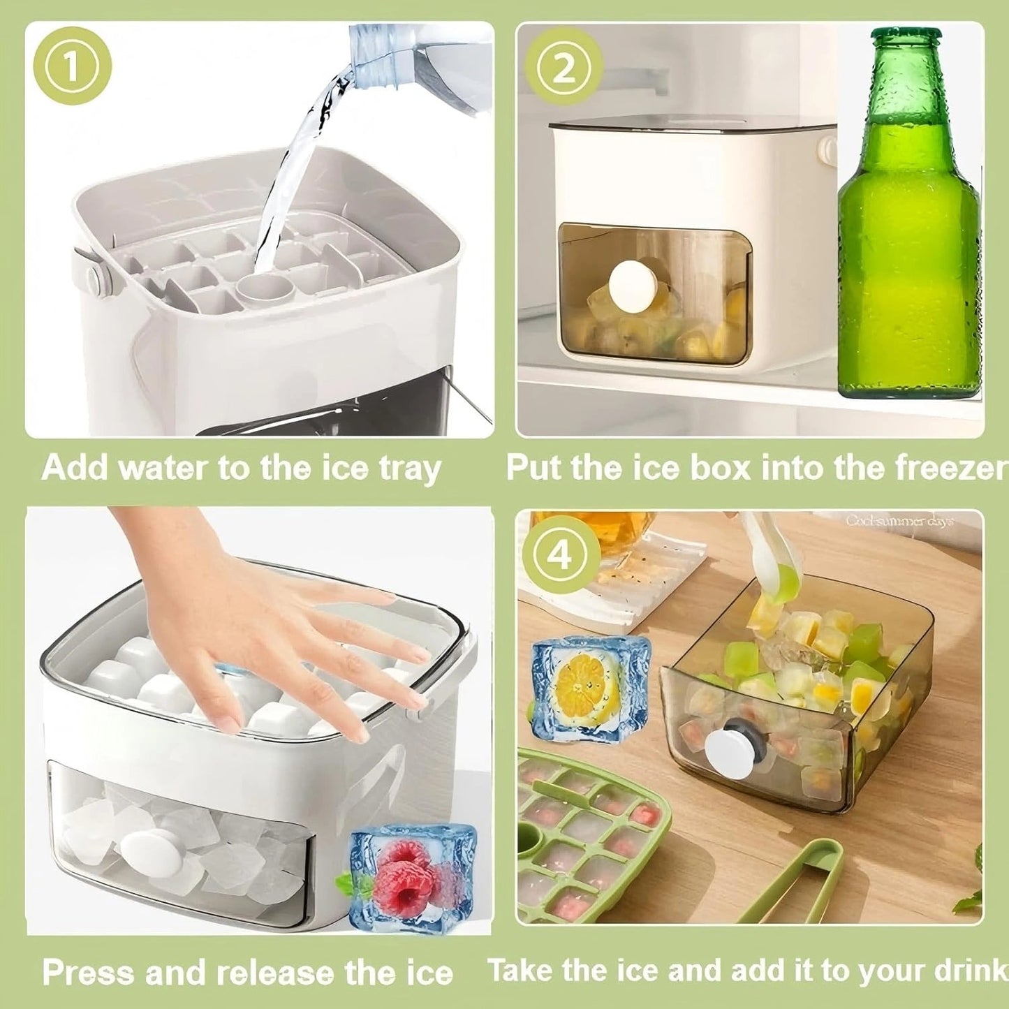 Bac à Glaçons avec Couvercle et Bac de Stockage – Démoulage Facile, Empilable, Sans BPA