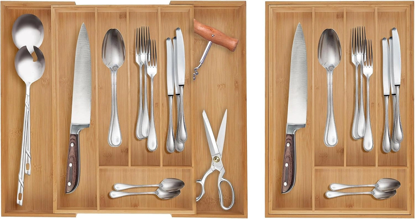 Range-couverts extensible en bambou premium – Organisation parfaite de vos tiroirs