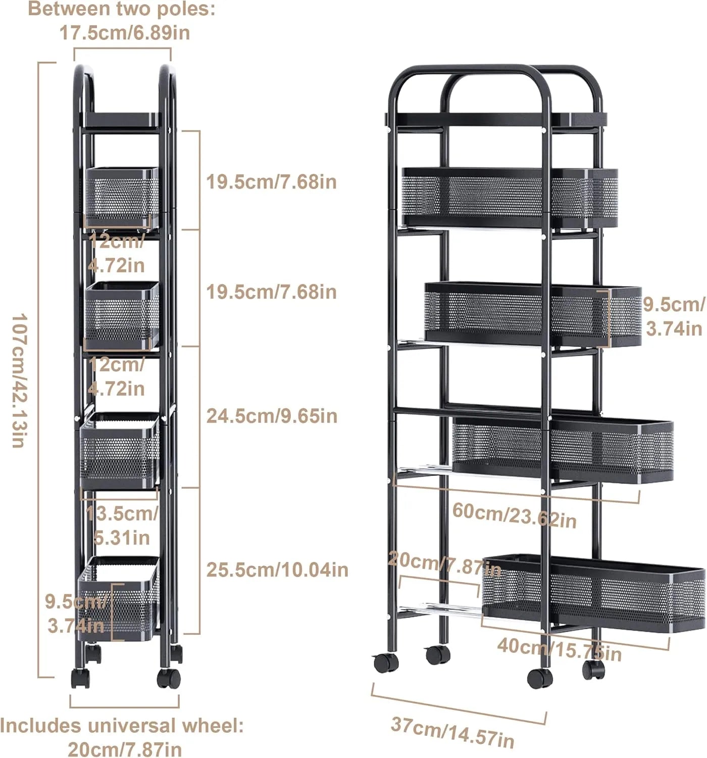 Chariot de Rangement Coulissante Slim – Optimisez chaque centimètre de votre maison