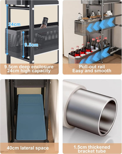 Chariot de Rangement Coulissante Slim – Optimisez chaque centimètre de votre maison