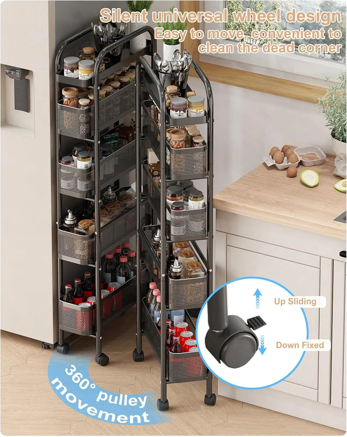 Chariot de Rangement Coulissante Slim – Optimisez chaque centimètre de votre maison