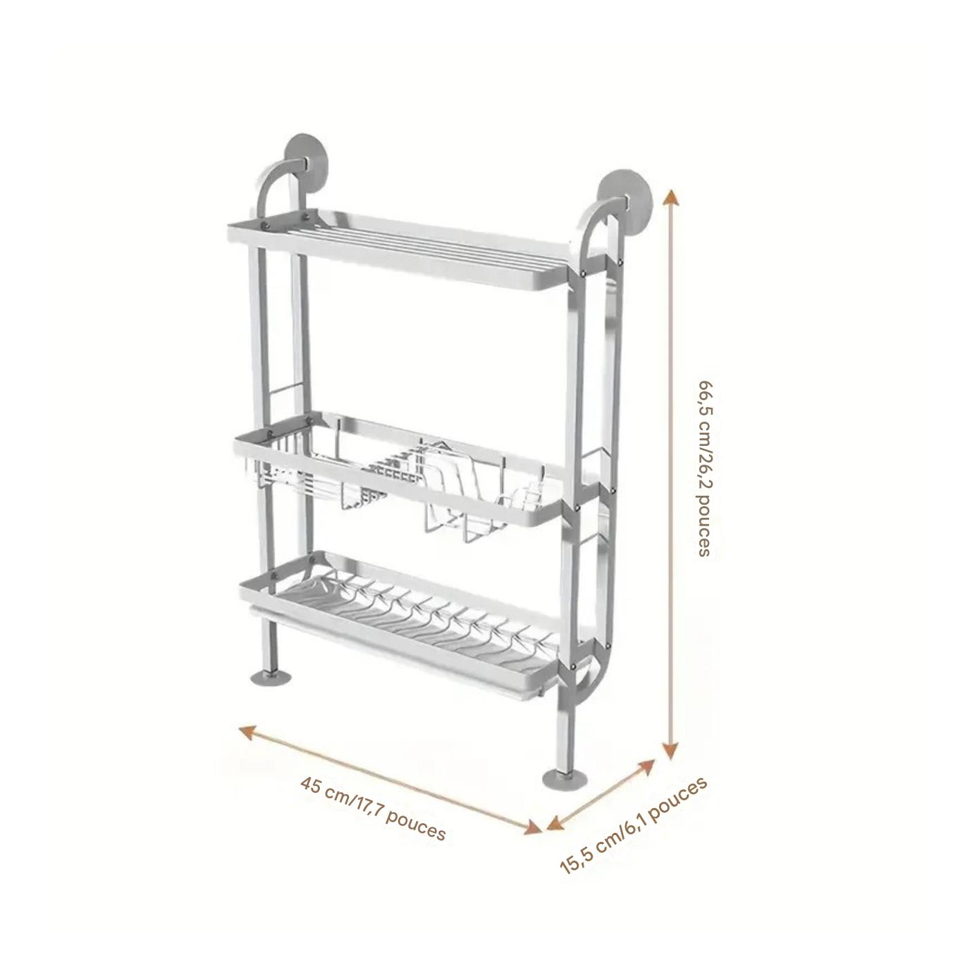 Égouttoir à Vaisselle 3 Niveaux – Organisateur de Cuisine Polyvalent
