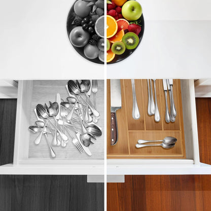Range-couverts extensible en bambou premium – Organisation parfaite de vos tiroirs