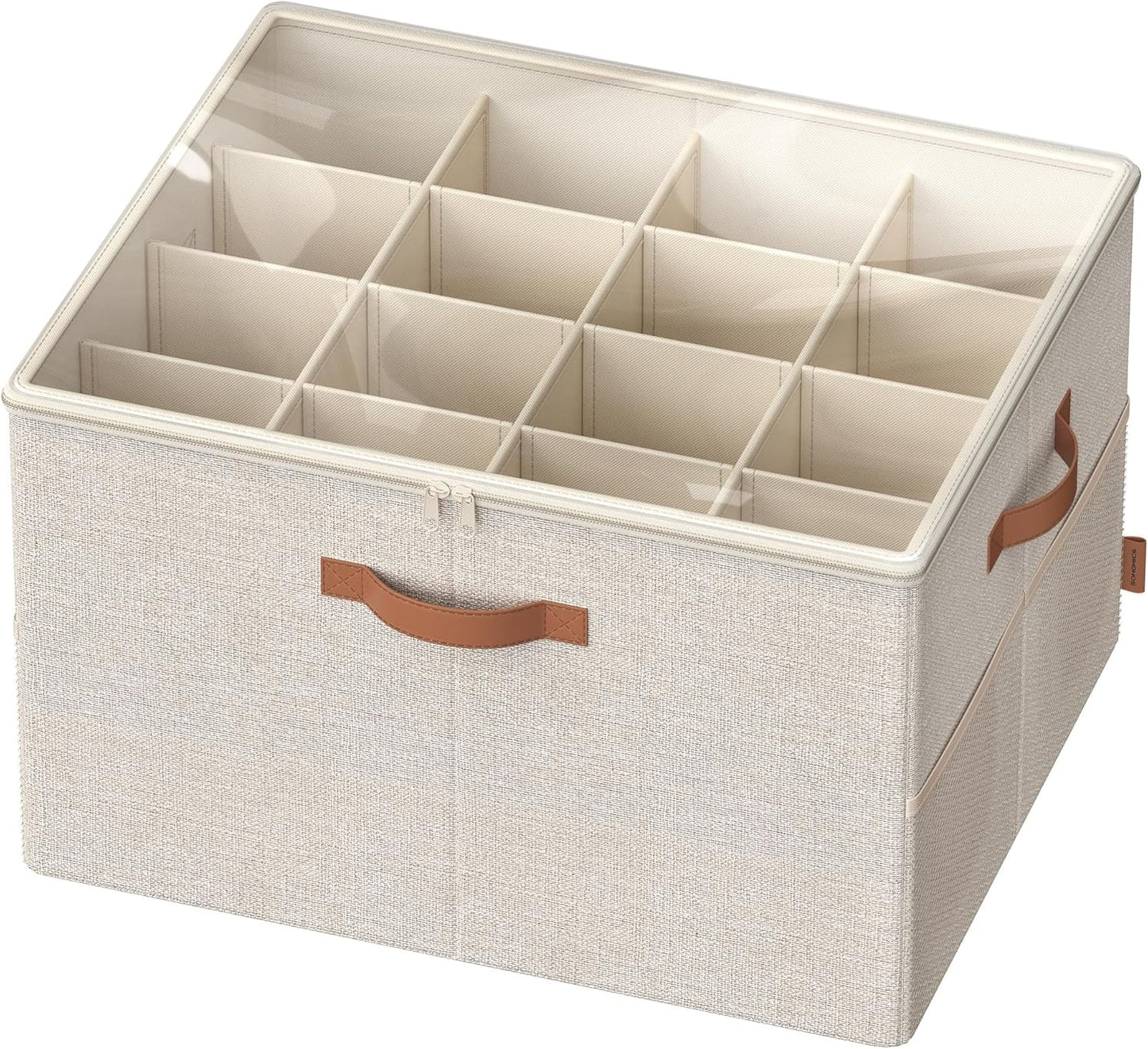 Organiseur à Chaussures Pliable avec Fenêtre Transparente, Poches Filet & Poignée