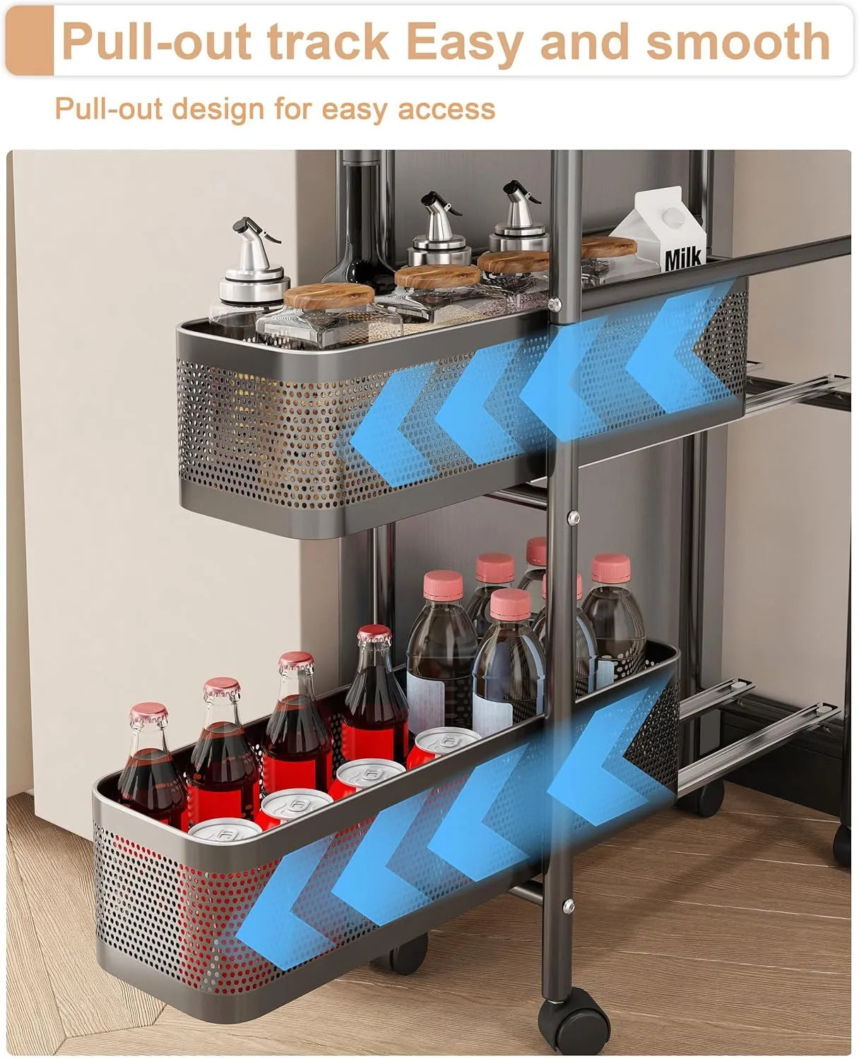 Chariot de Rangement Coulissante Slim – Optimisez chaque centimètre de votre maison