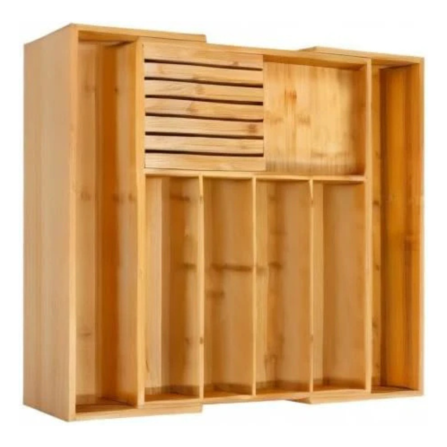Range-couverts extensible en bambou avec compartiment amovible pour couteaux