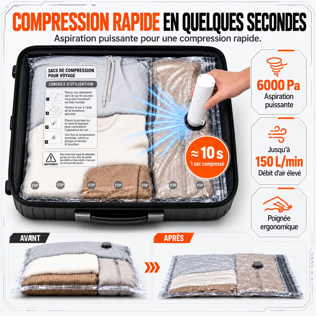 Lot de 12 Sacs Sous Vide avec Pompe Électrique – Maison & Voyage