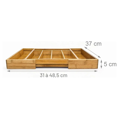 Range-couverts extensible en bambou premium – Organisation parfaite de vos tiroirs