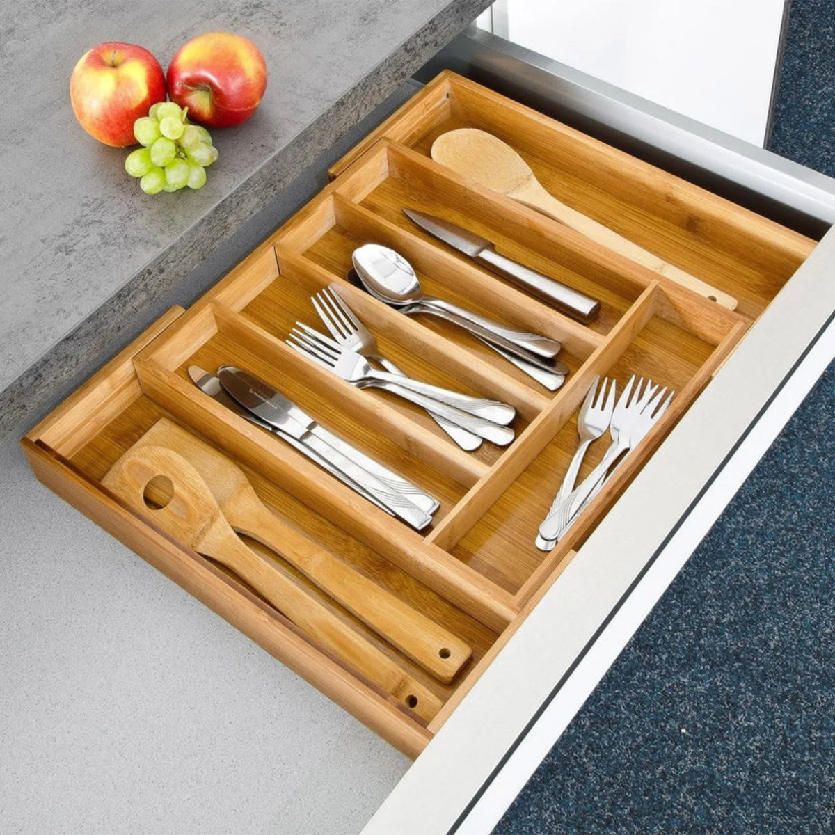 Range-couverts extensible en bambou premium – Organisation parfaite de vos tiroirs