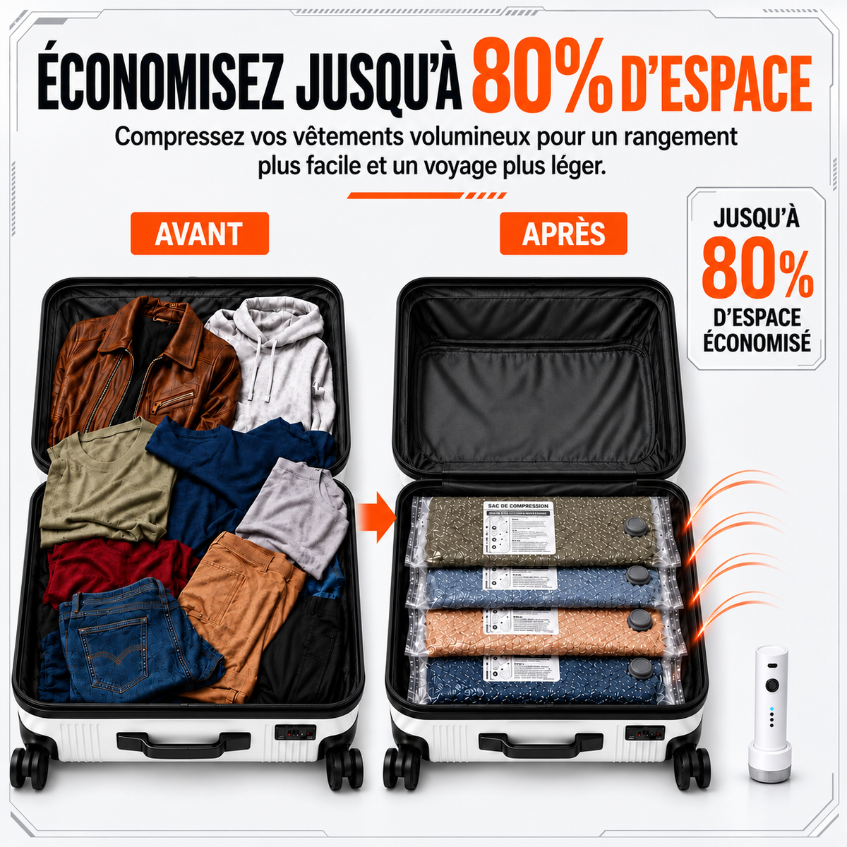 Lot de 12 Sacs Sous Vide avec Pompe Électrique – Maison & Voyage