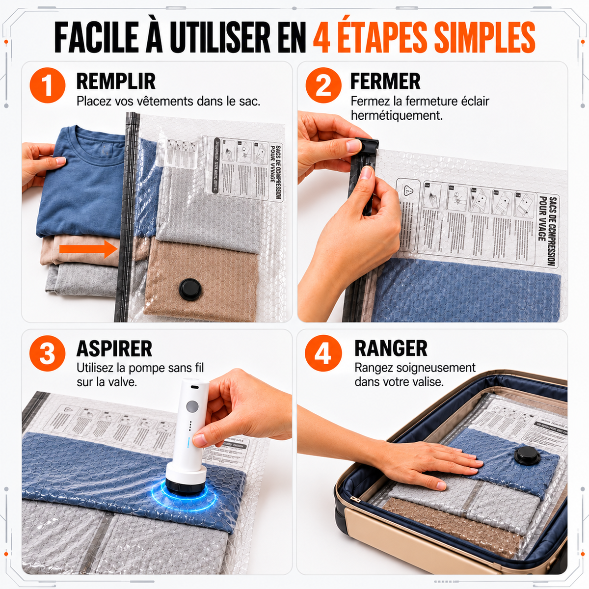 Lot de 12 Sacs Sous Vide avec Pompe Électrique – Maison & Voyage