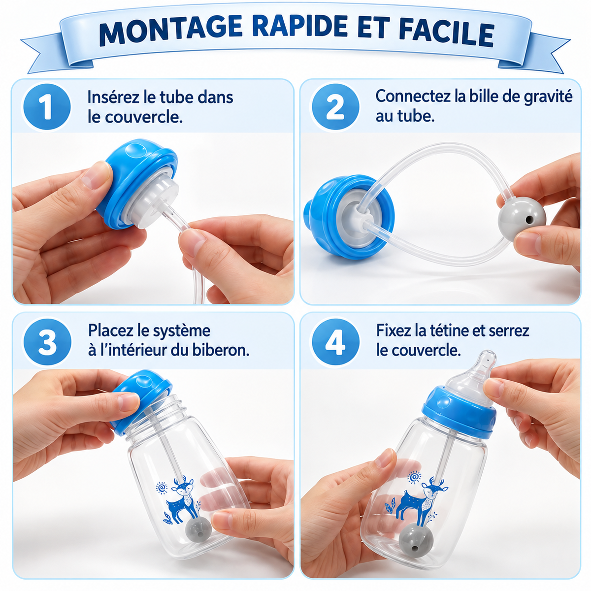 Biberon Main Libre anti colique 300ml – Confort & Liberté pour Bébé