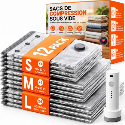 Lot de 12 Sacs Sous Vide avec Pompe Électrique – Maison & Voyage