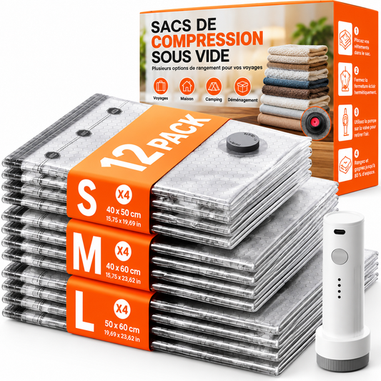 Lot de 12 Sacs Sous Vide avec Pompe Électrique – Maison & Voyage