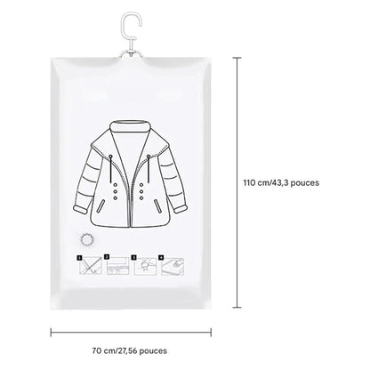 Sacs de rangement sous vide transparents avec crochets et appareil