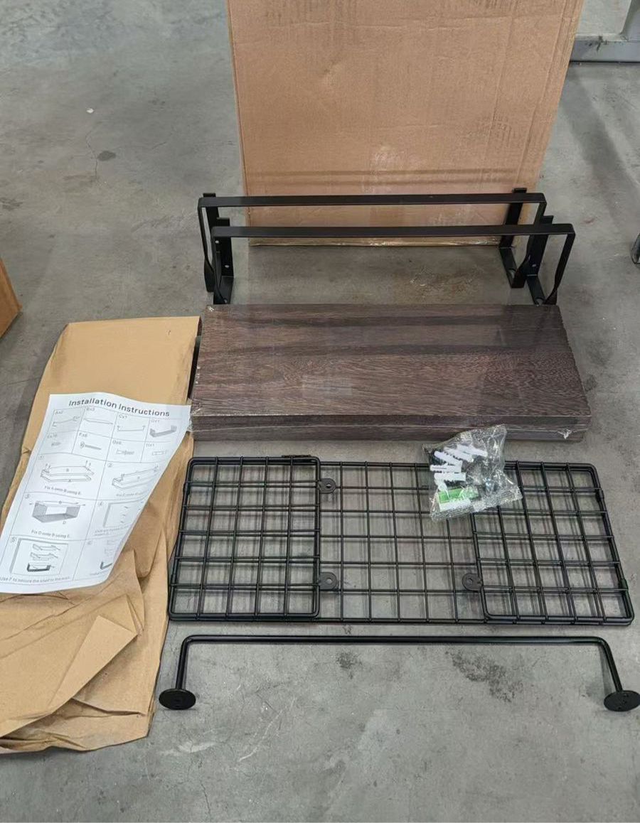 Lot de 3 Étagères Murales Flottantes en Bois & Métal