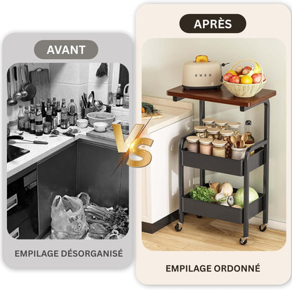 Chariot de Rangement 3 niveaux – Solide, pratique et multifonction