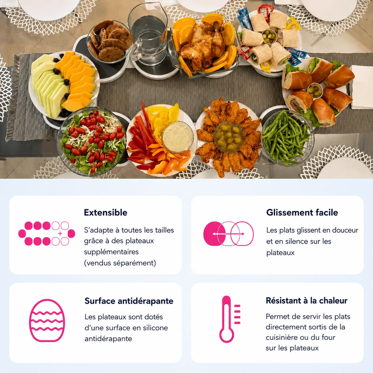 Lazy Susan 360° – Le Plateau Extensible qui Facilite Tous Vos Repas