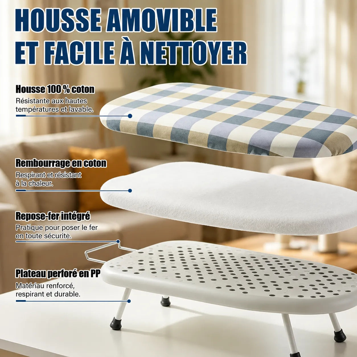 Mini Planche à Repasser  – Pliable et Portable, Pieds Antidérapants