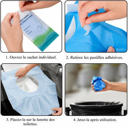 Utilisez les toilettes publiques en toute sérénité grâce à nos housses de siège jetables