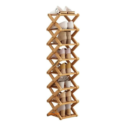 Étagère à Chaussures Bambou 8 Niveaux – Pliable & Gain de Place