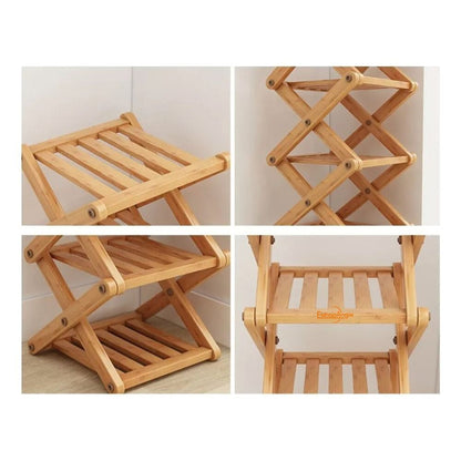 Étagère à Chaussures Bambou 8 Niveaux – Pliable & Gain de Place