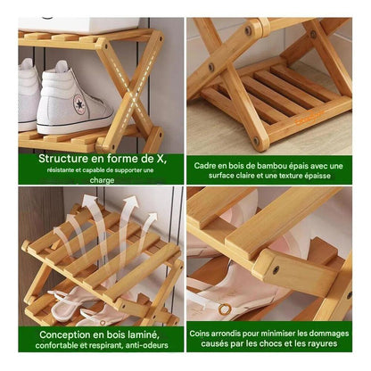 Étagère à Chaussures Bambou 8 Niveaux – Pliable & Gain de Place