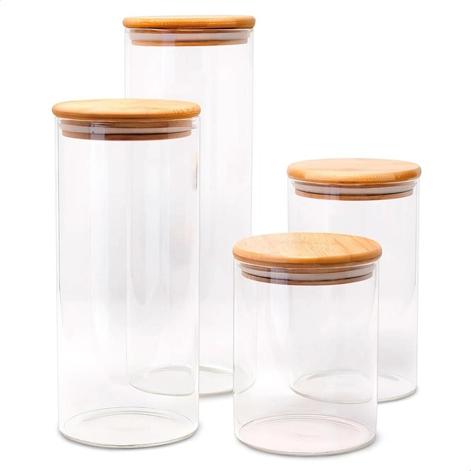 Pack de bocaux en verre de différentes tailles avec 25 étiquettes pour l’organisation du garde-manger